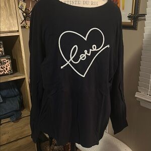 Talbots Black and Whitt Heart Love Top - 2X